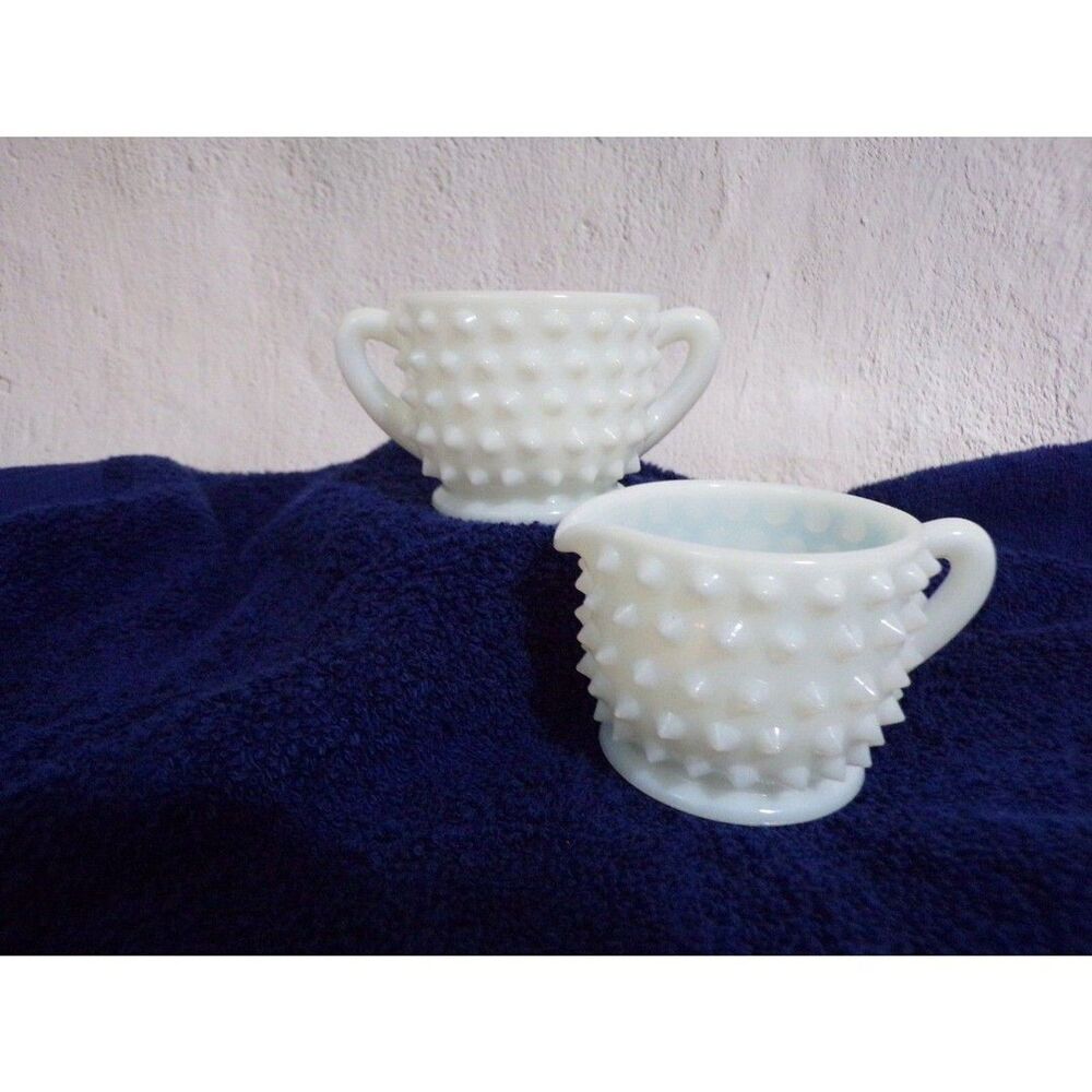 Indiana Glass Hobnail Cream & Open Sugar‎ Bowl Set